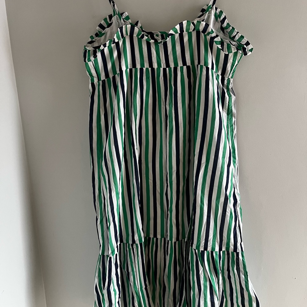 J. Crew Green and Blue Ruched Ruffled Sundress - Picture 5 of 5